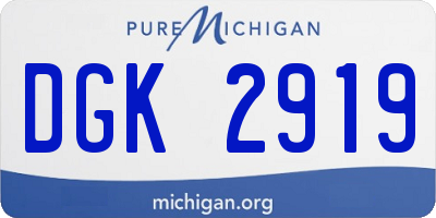 MI license plate DGK2919
