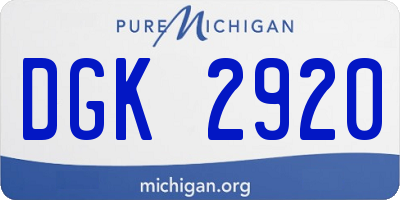 MI license plate DGK2920