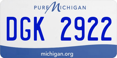 MI license plate DGK2922