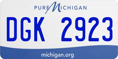 MI license plate DGK2923