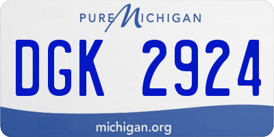 MI license plate DGK2924