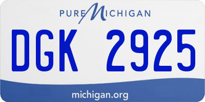 MI license plate DGK2925