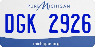 MI license plate DGK2926
