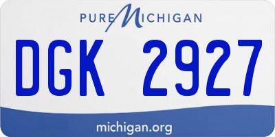 MI license plate DGK2927