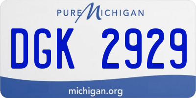 MI license plate DGK2929