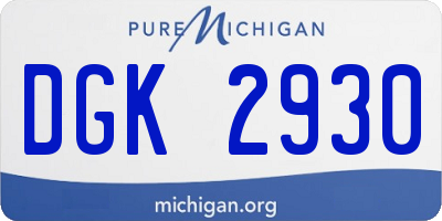 MI license plate DGK2930