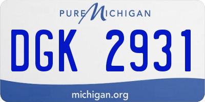 MI license plate DGK2931