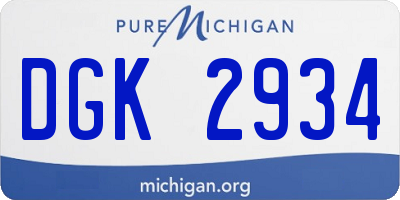 MI license plate DGK2934