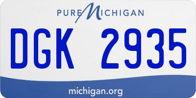 MI license plate DGK2935