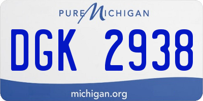 MI license plate DGK2938