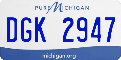 MI license plate DGK2947