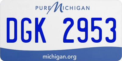 MI license plate DGK2953