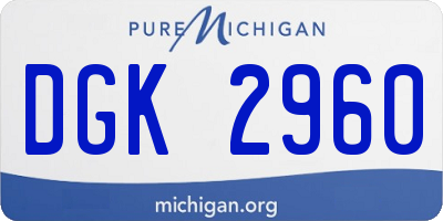 MI license plate DGK2960