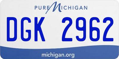 MI license plate DGK2962