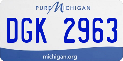 MI license plate DGK2963
