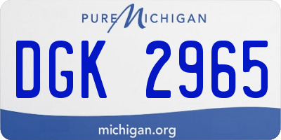 MI license plate DGK2965