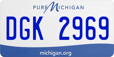 MI license plate DGK2969