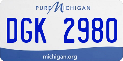 MI license plate DGK2980