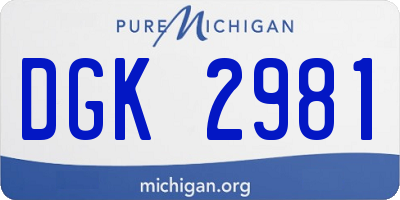 MI license plate DGK2981