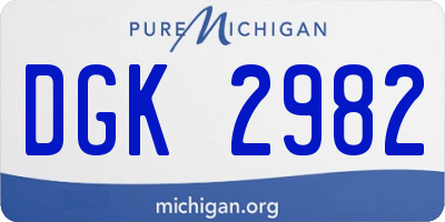 MI license plate DGK2982