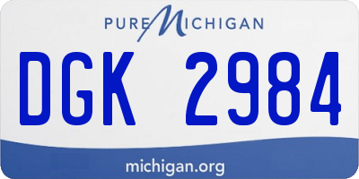 MI license plate DGK2984