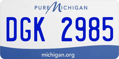 MI license plate DGK2985