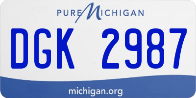 MI license plate DGK2987