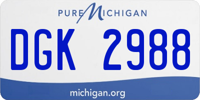 MI license plate DGK2988