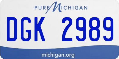 MI license plate DGK2989