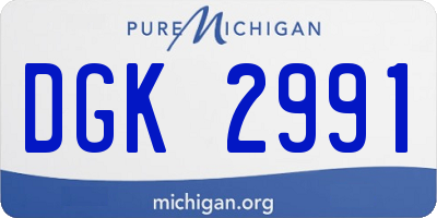 MI license plate DGK2991