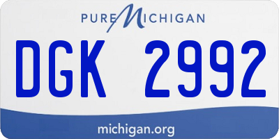 MI license plate DGK2992