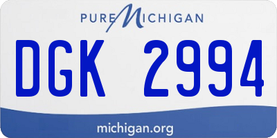 MI license plate DGK2994