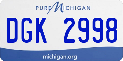 MI license plate DGK2998