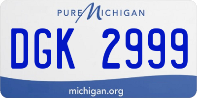 MI license plate DGK2999