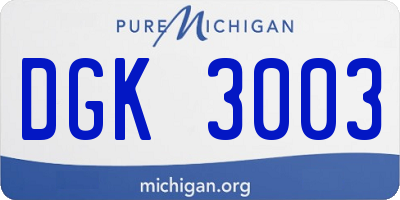 MI license plate DGK3003