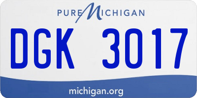MI license plate DGK3017