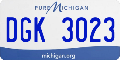 MI license plate DGK3023