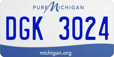 MI license plate DGK3024
