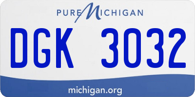 MI license plate DGK3032