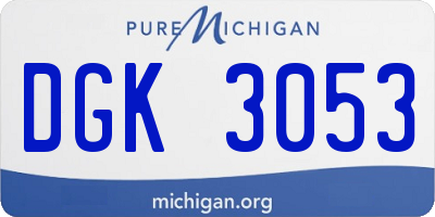 MI license plate DGK3053