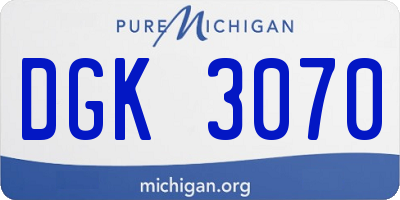 MI license plate DGK3070