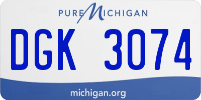 MI license plate DGK3074