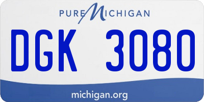 MI license plate DGK3080