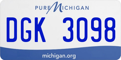MI license plate DGK3098