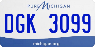 MI license plate DGK3099
