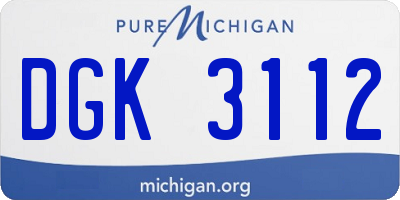 MI license plate DGK3112