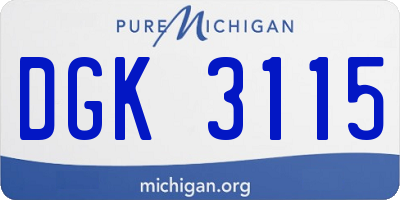 MI license plate DGK3115