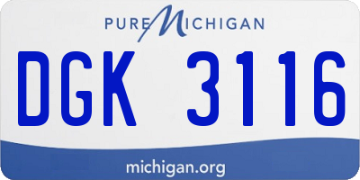 MI license plate DGK3116