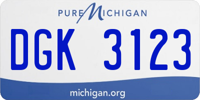 MI license plate DGK3123