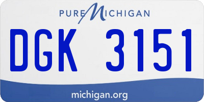 MI license plate DGK3151